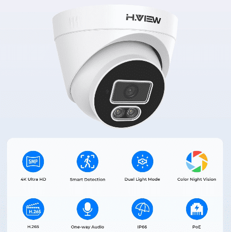 H.View 5Mp Ip Camera Ai Face Detection Security Cameras  BushLine