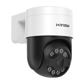 Angled product shot of the white and black camera on its wall bracket