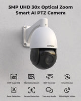 H.view 5MP 30X PoE PTZ Security Camera, Human Detection Security Cameras  BushLine