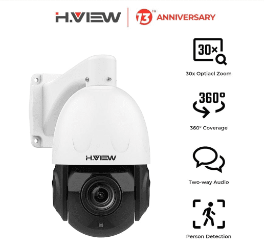 H.view 5MP 30X PoE PTZ Security Camera, Human Detection Security Cameras  BushLine