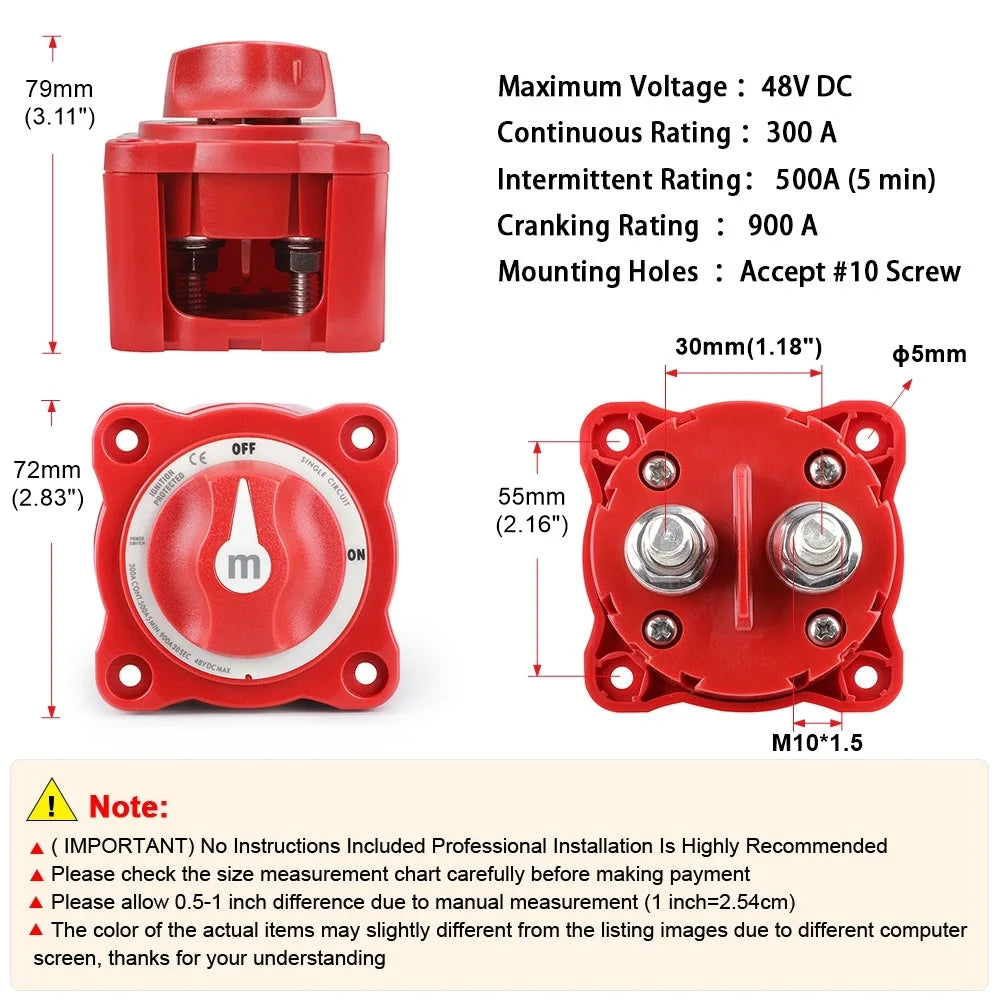 12V-48V 100A-300A Isolator Disconnect Rotary Switch Cut electrical supplys  BushLine