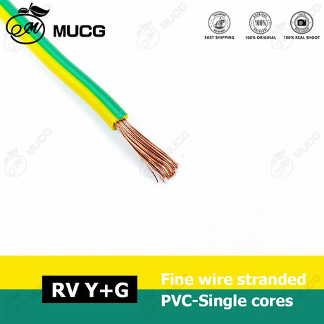 Flexible Copper Wire Electric Power Cable 10 - 20 AWG electrical supplys BushLine Yellow in Green 16 AWG 5m