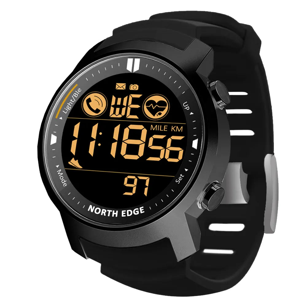 NORTH EDGE Watch Waterproof 50m Android IOS Watchs BushLine Black  