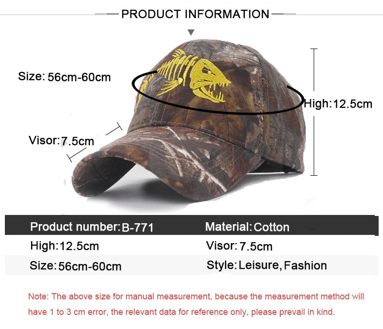 Camo Fishing Caps Cotton Jungle Hat Unisex caps BushLine   