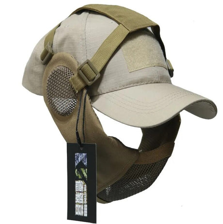 Tactical Foldable Mesh Mask with Cap tactical caps BushLine TAN  