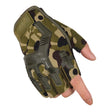 Camouflage glove, back of hand, textured shell with a chevron across the knuckles