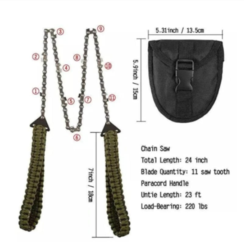 Hand Saw Portable Pocket Chain Saw Paracord Handle Emergency Survival survival  BushLine