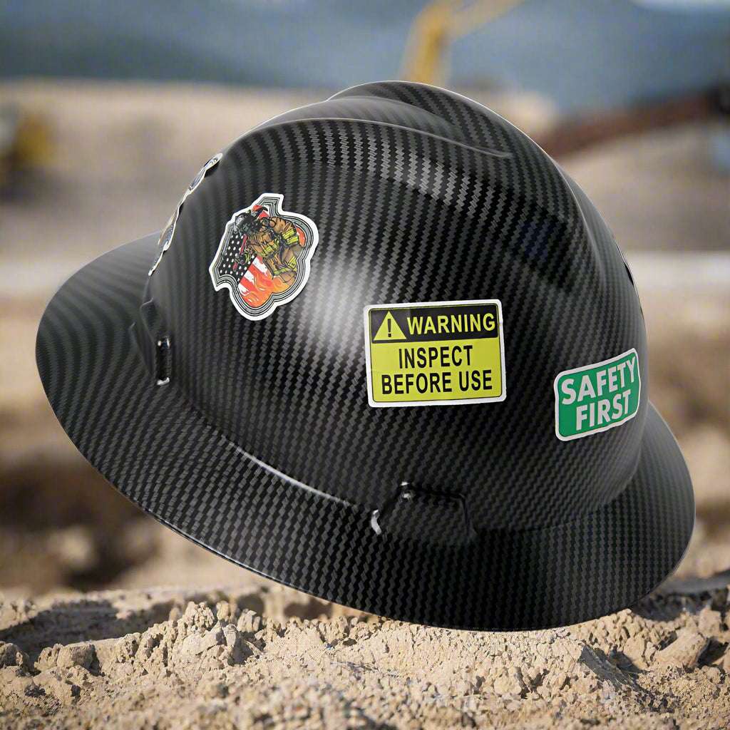 Hard Hat ANSI CE 50Pcs Waterproof DIY Stickers Hi-Vis & Safety BushLine Black Set