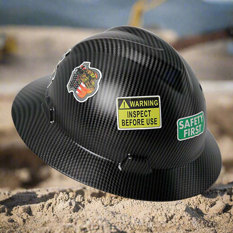 Hard Hat ANSI CE 50Pcs Waterproof DIY Stickers Hi-Vis & Safety BushLine Black Set