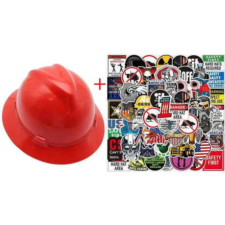 Hard Hat ANSI CE 50Pcs Waterproof DIY Stickers Hi-Vis & Safety BushLine Red Set