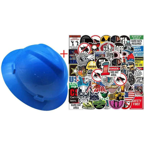 Hard Hat ANSI CE 50Pcs Waterproof DIY Stickers Hi-Vis & Safety BushLine Blue Set