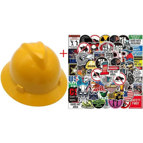 Hard Hat ANSI CE 50Pcs Waterproof DIY Stickers Hi-Vis & Safety BushLine Yellow Set