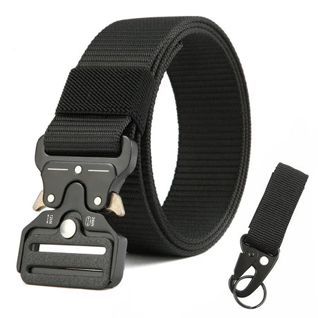 Adventure Quick Release Tactical Belt Clothing BushLine Black & Clip 125cm 