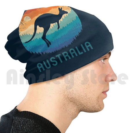 Australia Kangaroo Retro Beanies Outback Aussie Pride Australian Day Thermal & Wool Beanies BushLine Adult Beanie  