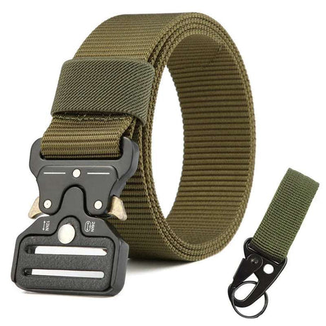 Adventure Quick Release Tactical Belt Clothing BushLine Green  & Clip 125cm 