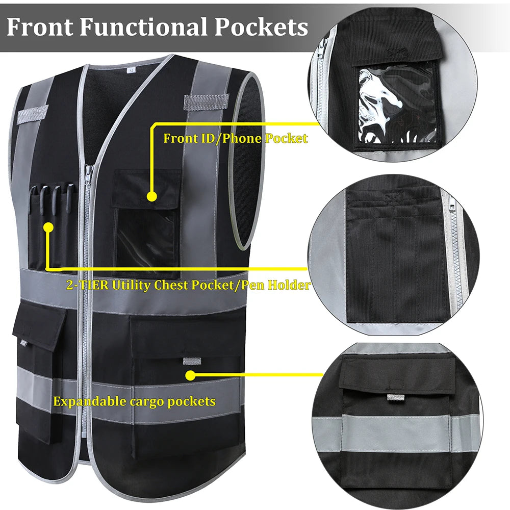 Hi Vis Multi-Pocket Safety Vest FIFO Work security safety  