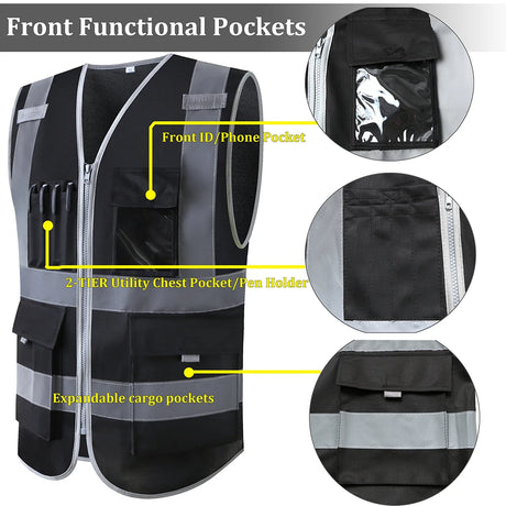 Hi Vis Multi-Pocket Safety Vest FIFO Work security safety  