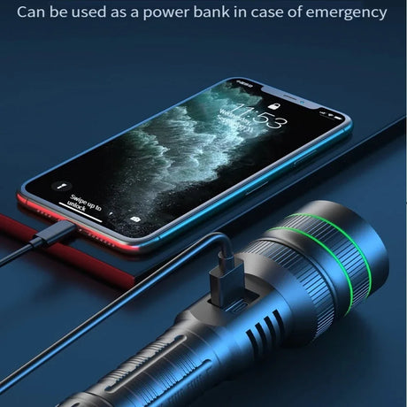 High Power LED Flashlight USB Rechargeable Powerful Tactical Torch Optics  