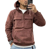 Hoodie Sweatshirt Half Zip with Pockets Solid Color Hoody outdoor equipment  