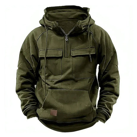 Hoodie Sweatshirt Half Zip with Pockets Solid Color Hoody outdoor equipment  BushLine