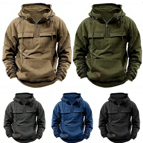 Hoodie Sweatshirt Half Zip with Pockets Solid Color Hoody outdoor equipment  BushLine