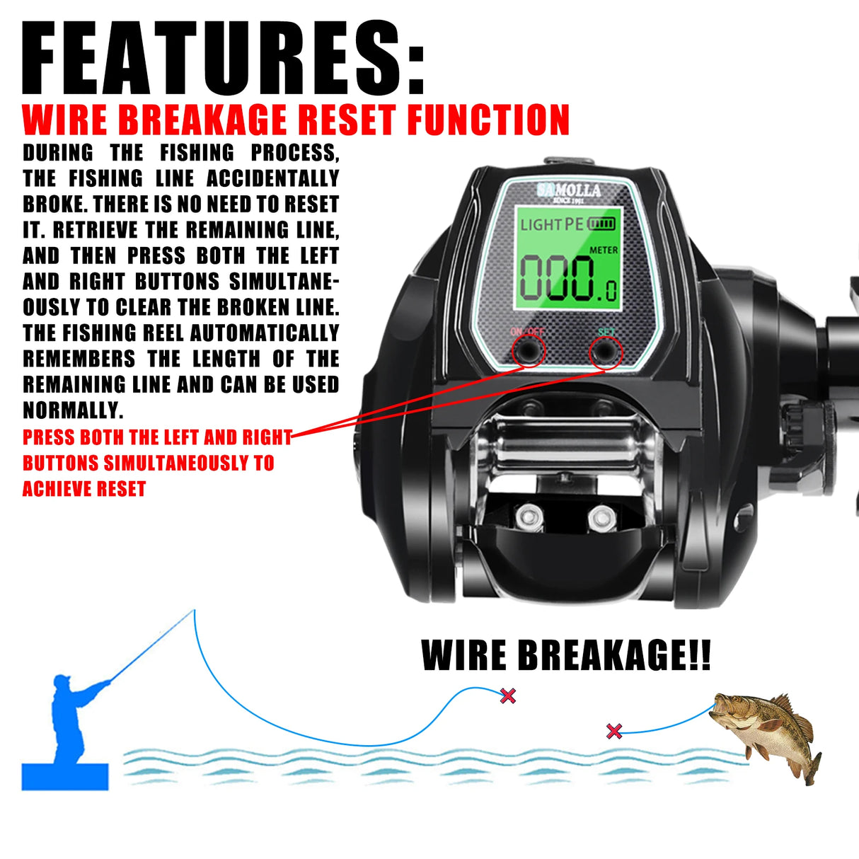 Large Deep Sea Electronic Fishing Reel 6.4:1 16KG Left or Right Hand Marine & Fishing  BushLine