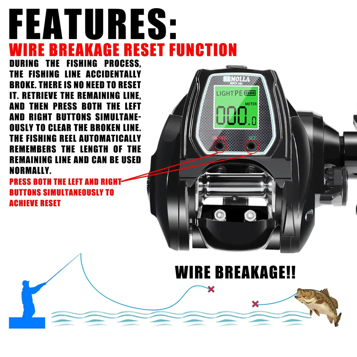 Large Deep Sea Electronic Fishing Reel 6.4:1 16KG Left or Right Hand Marine & Fishing  BushLine