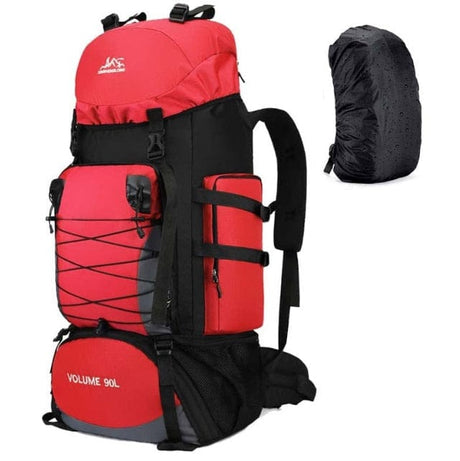 Large Hiking Camping Backpack 80ltr 90ltr BackPacks BushLine 90L Red