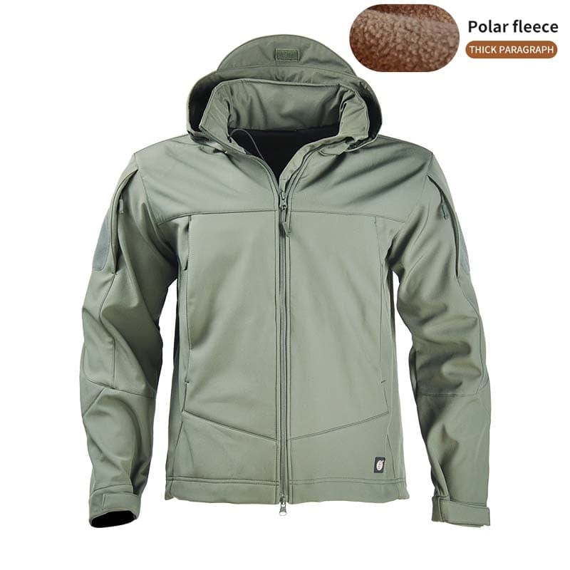 Light Weight Fleece lined Jacket Wind/Waterproof jackets BushLine Army green XL-75-85kg
