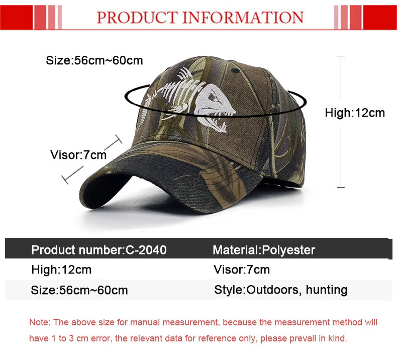 Luminous  Camo Fishing Baseball Cap tactical caps  BushLine