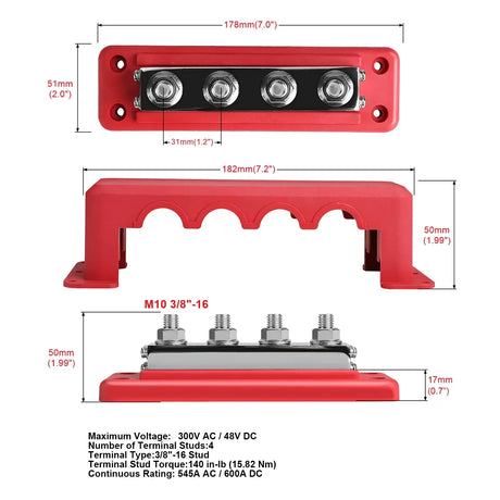 M10 4 Post Heavy Duty 24V 600 Amp Bus Bar electrical supplys  
