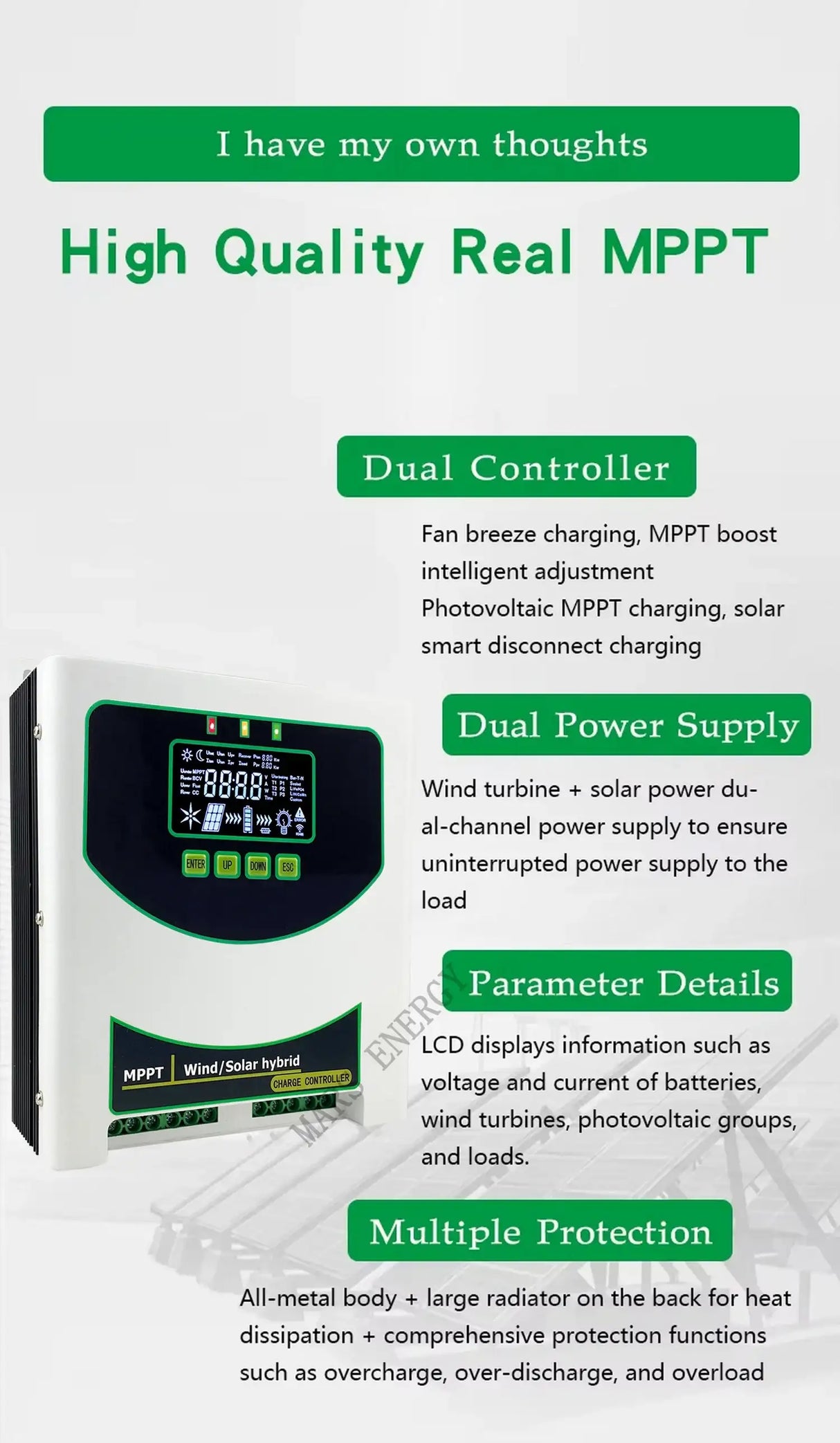 MPPT Wind Solar Hybrid Controller 1kw, 1.5kw, 2kw & 3kw Wind & Solar Controllers  BushLine