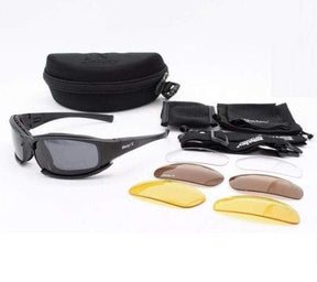 Black frame kit with case, pouch, cloth, strap and six spare lenses