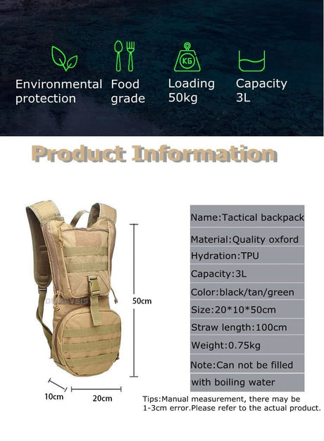 Molle Hydration Day Pack 3ltr TPU Water Bladder hydration backpacks  
