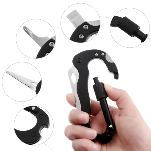 Multi-Tool Folding Knife Slotted Screwdriver 5 In 1 Carabiner Multi-tools  BushLine