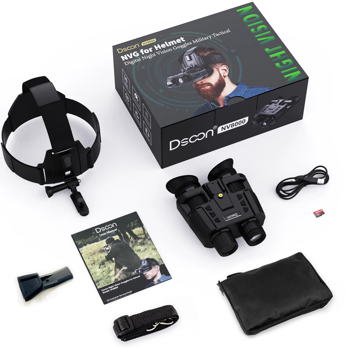 NV8000 Night Vision Google Binoculars Head mountable Infrared Optics  BushLine