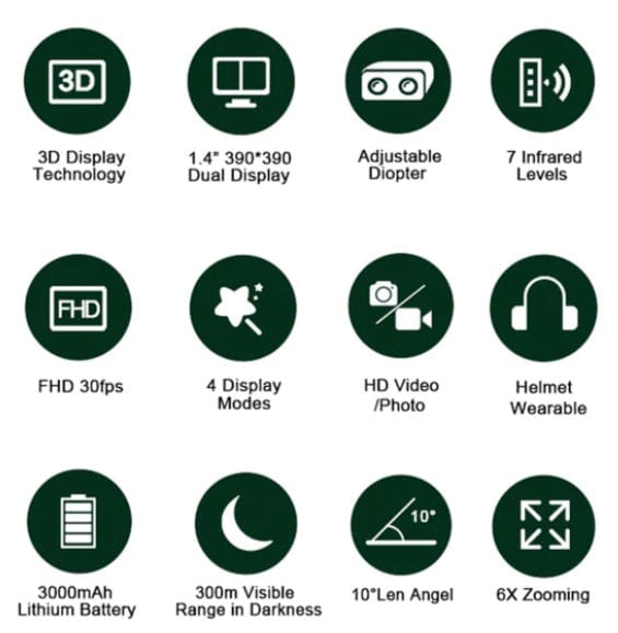 NV8000 Night Vision Google Binoculars Head mountable Infrared Optics  