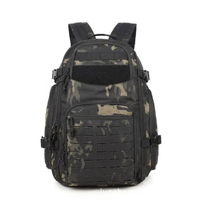 Black multicam colourway, the black mix option, front view with laser-cut MOLLE