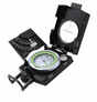 Black colourway compass open, angled view of luminous dial and sighting lid