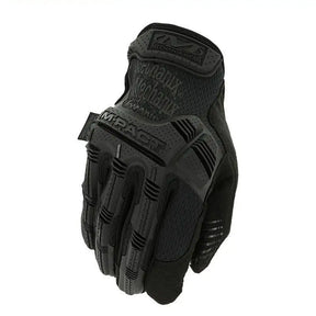 Black glove showing wrist tab, mesh back panel and textured touch screen fingertip