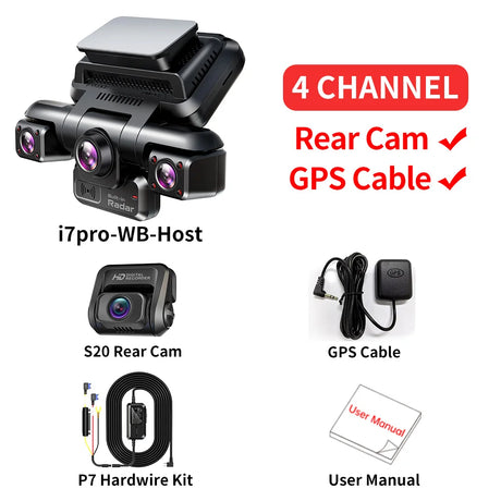 TiESFONG i7pro 4CH GPS Radar Dash Cam 360 24H Parking Monitor