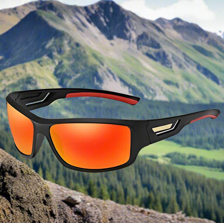 Polarized Sunglasses Designer UV400 SunGlasses BushLine Black-Red