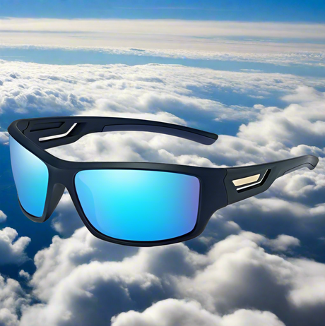 Polarized Sunglasses Designer UV400 SunGlasses BushLine Black-Blue