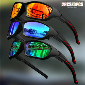 Orange-mirror, blue-mirror and green-mirror lens options stacked to show the colour range