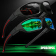 Two-pair combination with one grey-lens pair and one green-mirror-lens pair
