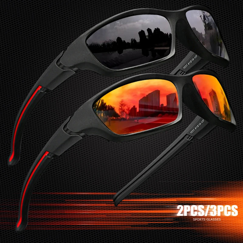 Polarized UV400 Sports Sunnys, Unbreakable Anti-Glare Optics BushLine 2PC Black Red