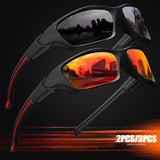 Polarized UV400 Sports Sunnys, Unbreakable Anti-Glare Optics BushLine 2PC Black Red