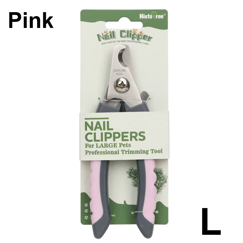 Professional Dog Cat Pet Animal Nail Clippers Stainless Steel BushLine L Pink