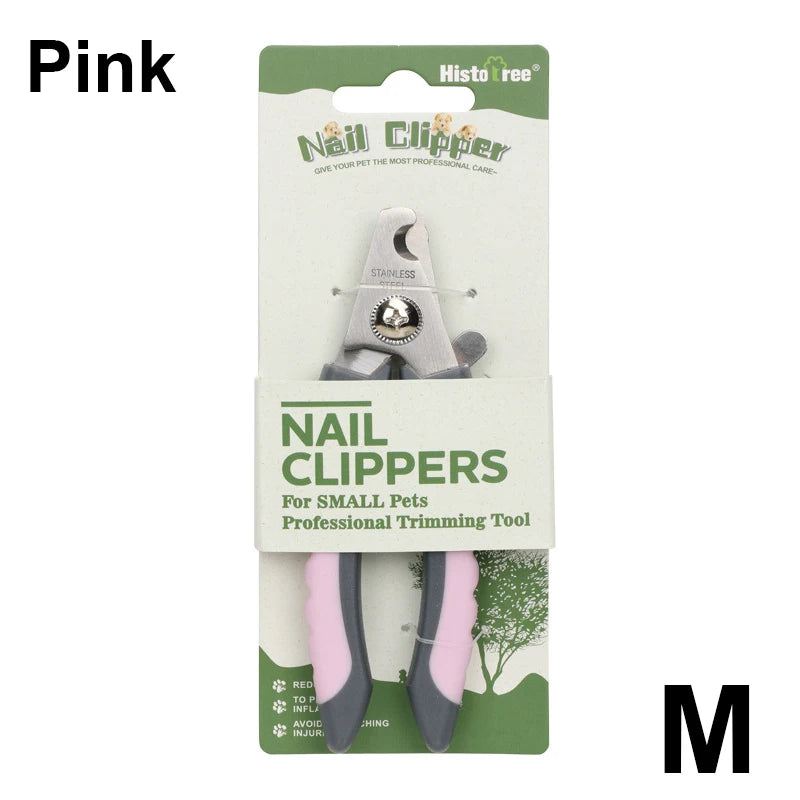 Professional Dog Cat Pet Animal Nail Clippers Stainless Steel BushLine M Pink