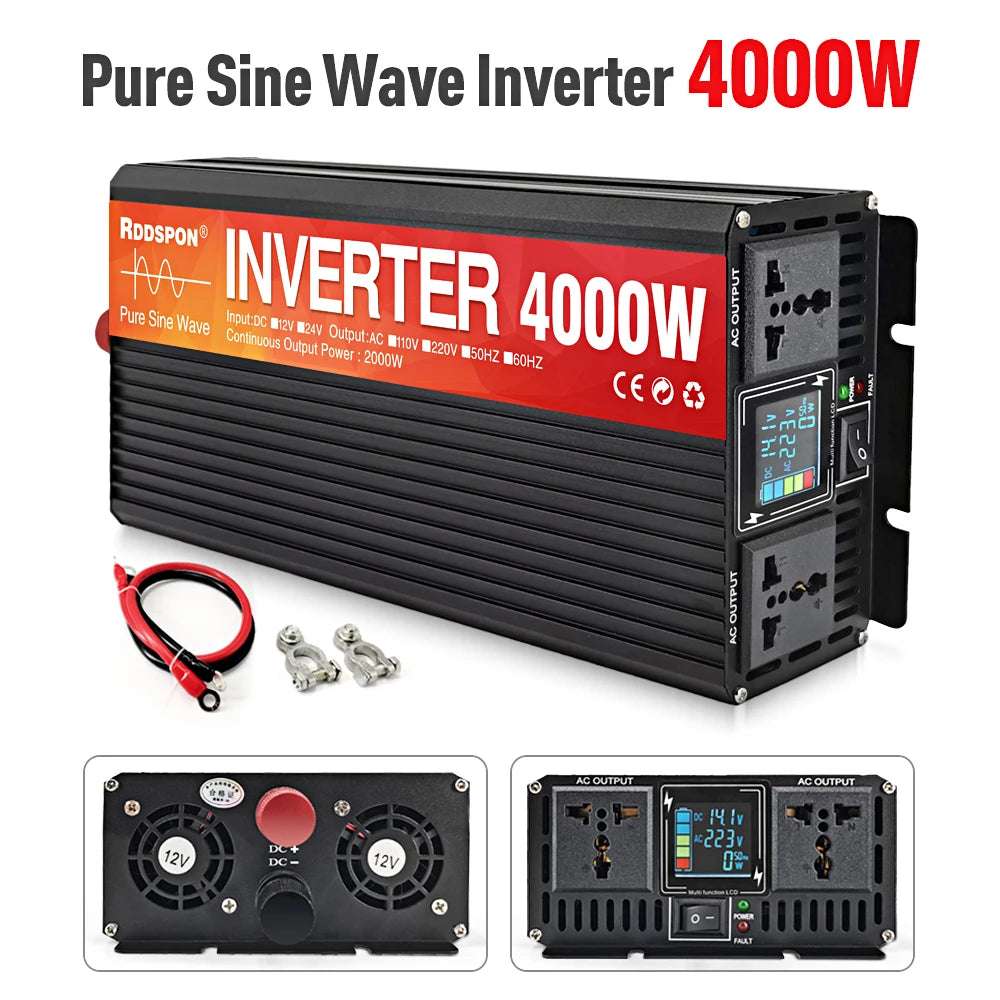 Pure Sine Wave Inverter 3kw, 4kw & 5kw Peak Power DC 12V 24V pure sine inverter BushLine 4000W 12v to 240v